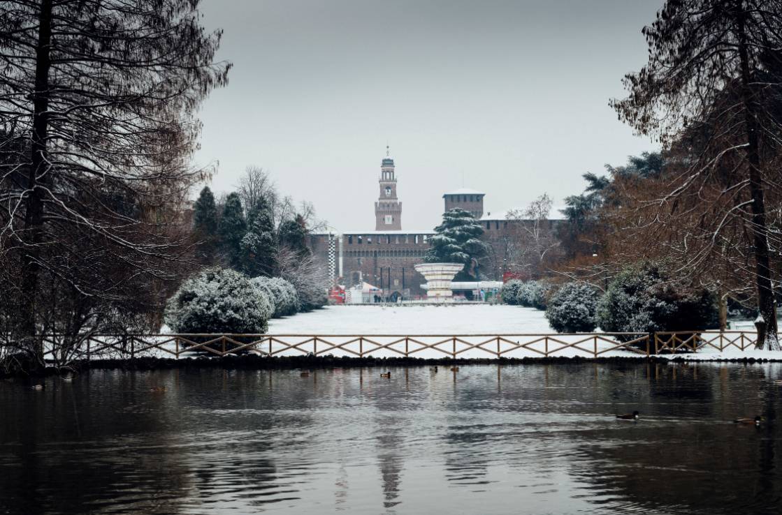 Parco Castello Sforzesco Milano in inverno